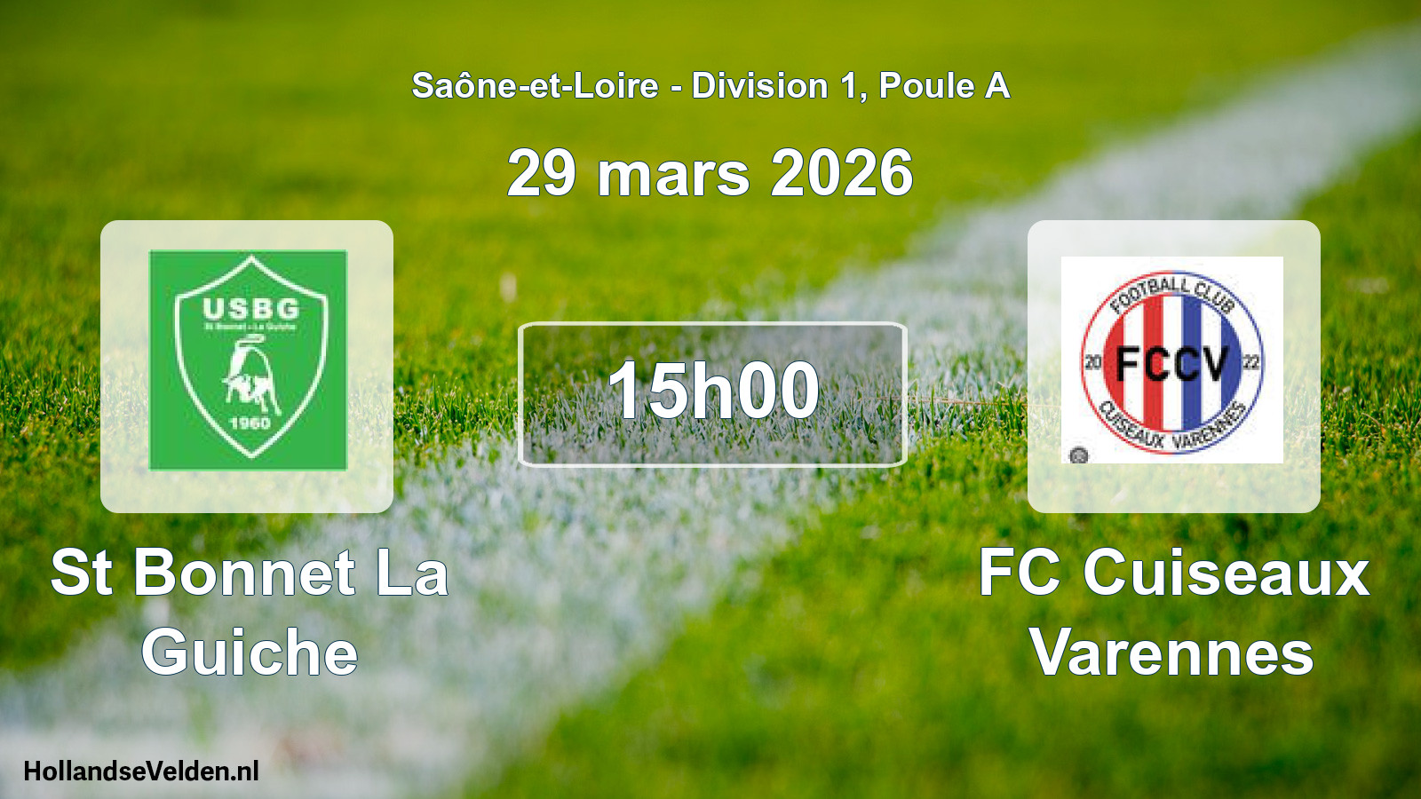 Match programmé: St Bonnet La Guiche - FC Cuiseaux Varennes (29 mars 2026)
