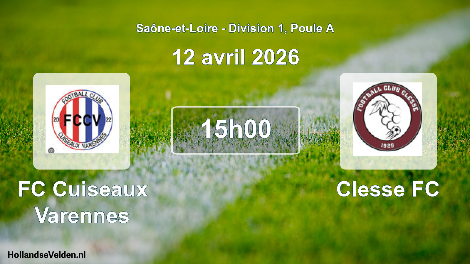 Match programmé: FC Cuiseaux Varennes - Clesse FC (12 avril 2026)