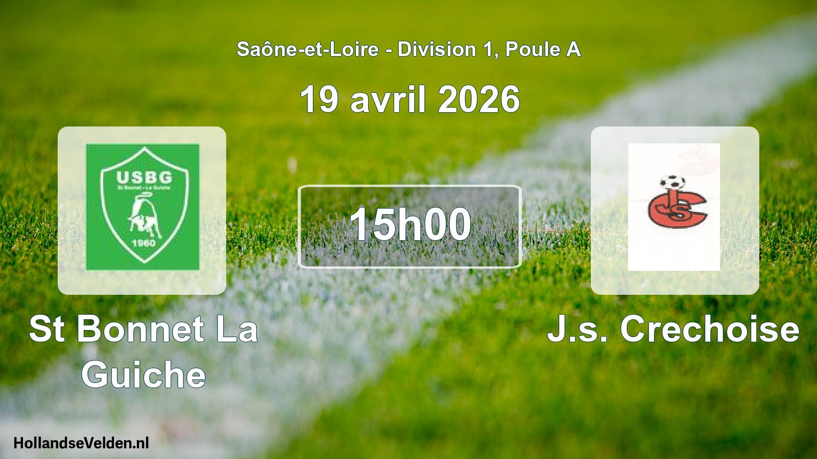 Match programmé: St Bonnet La Guiche - J.s. Crechoise (19 avril 2026)