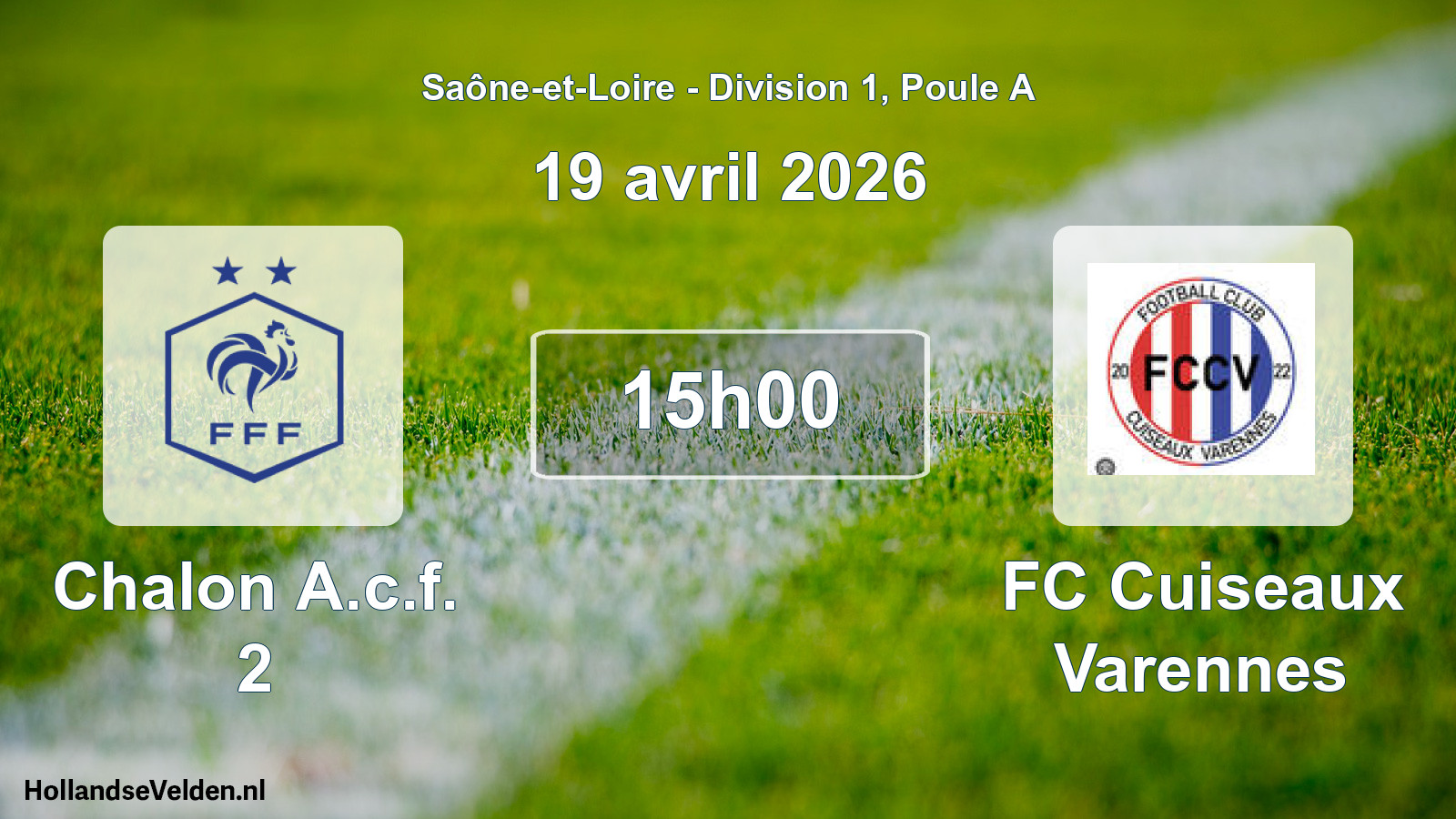 Match programmé: Chalon A.c.f. 2 - FC Cuiseaux Varennes (19 avril 2026)
