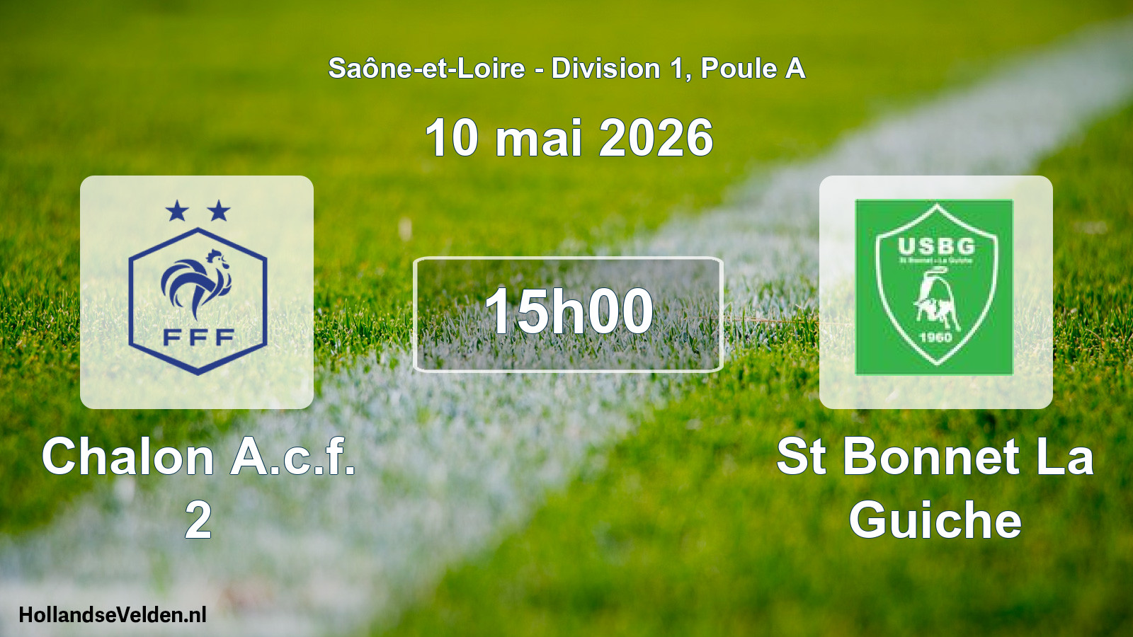 Match programmé: Chalon A.c.f. 2 - St Bonnet La Guiche (10 mai 2026)
