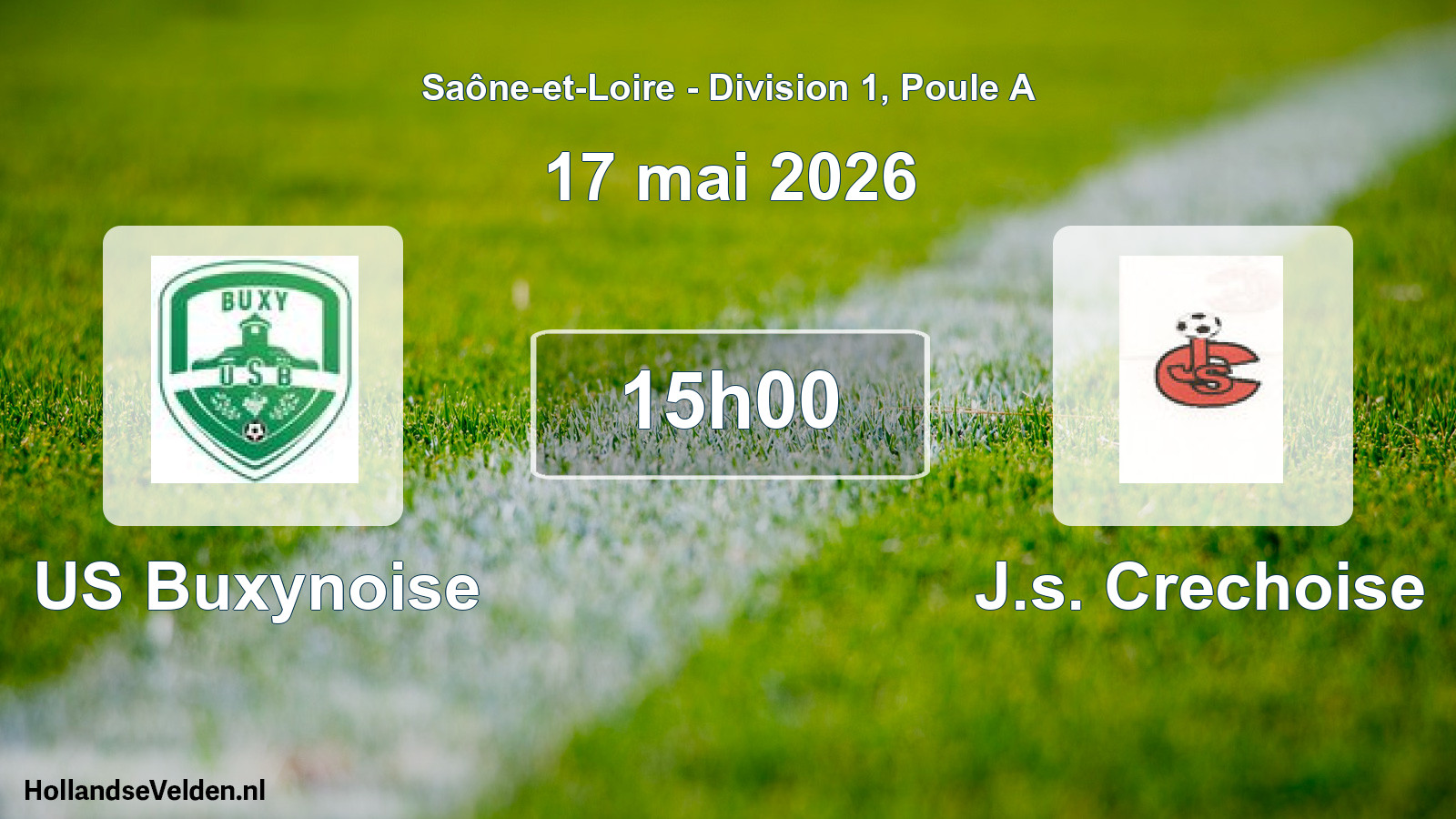 Match programmé: US Buxynoise - J.s. Crechoise (17 mai 2026)