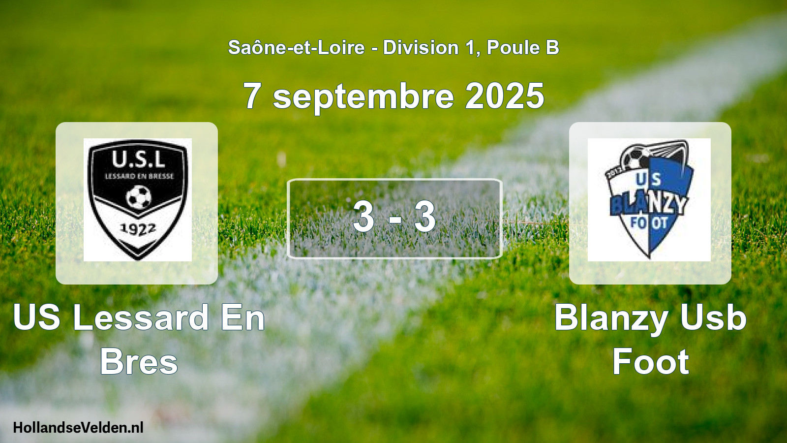 Match joué: US Lessard En Bres - Blanzy Usb Foot 3 - 3 (7 septembre 2025)