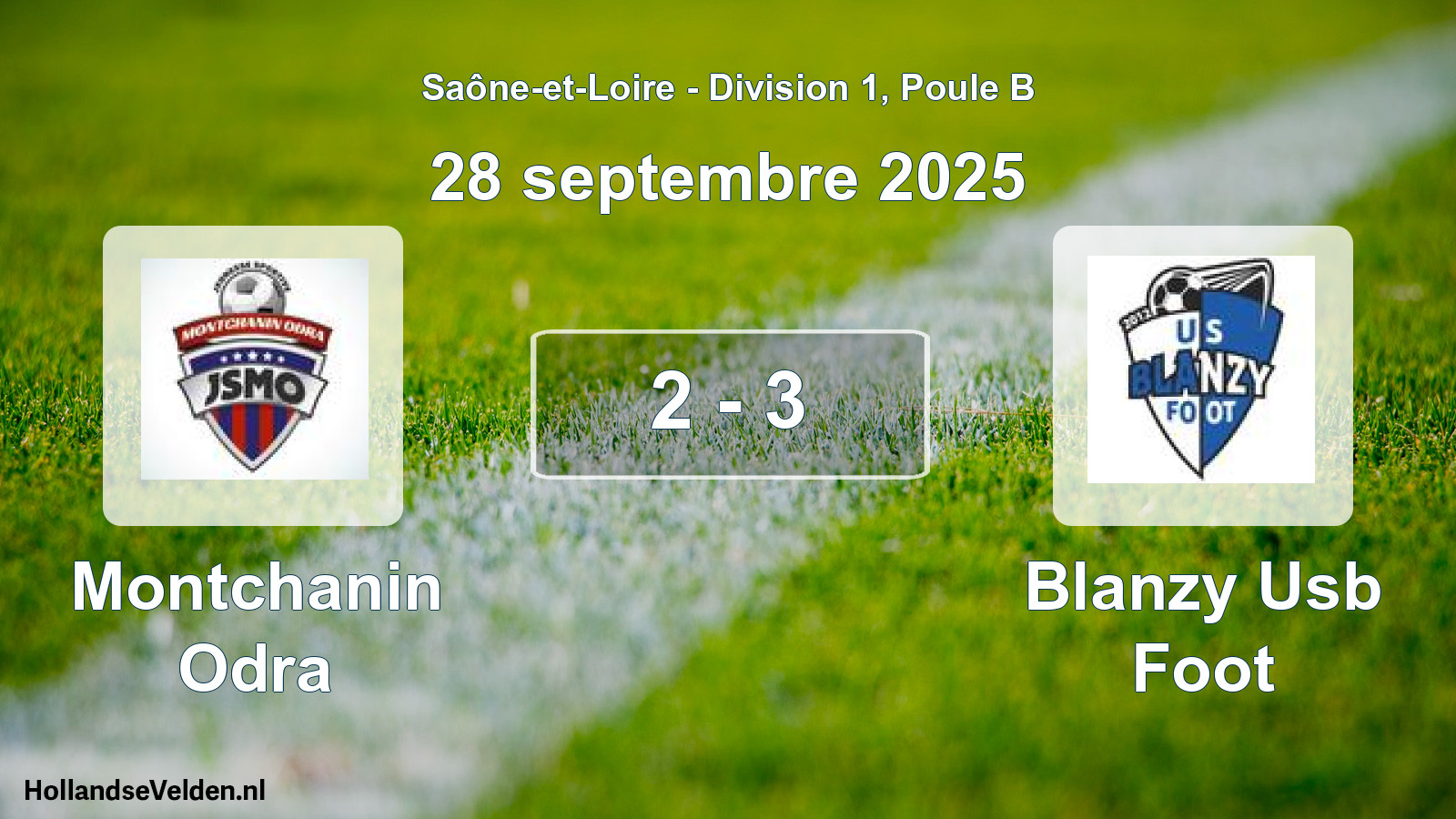 Match joué: Montchanin Odra - Blanzy Usb Foot 2 - 3 (28 septembre 2025)