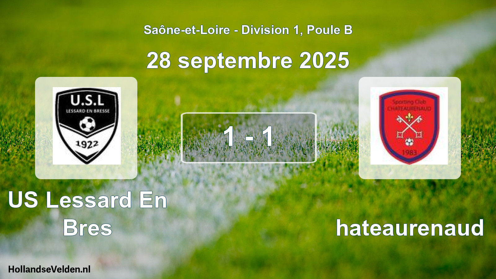 Match joué: US Lessard En Bres - Chateaurenaud 1 - 1 (28 septembre 2025)