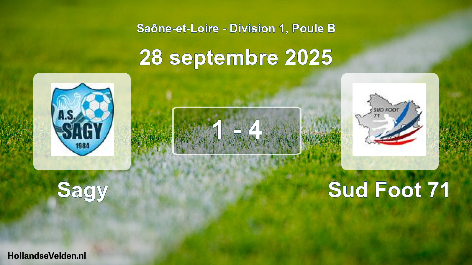 Match joué: Sagy - Sud Foot 71 1 - 4 (28 septembre 2025)