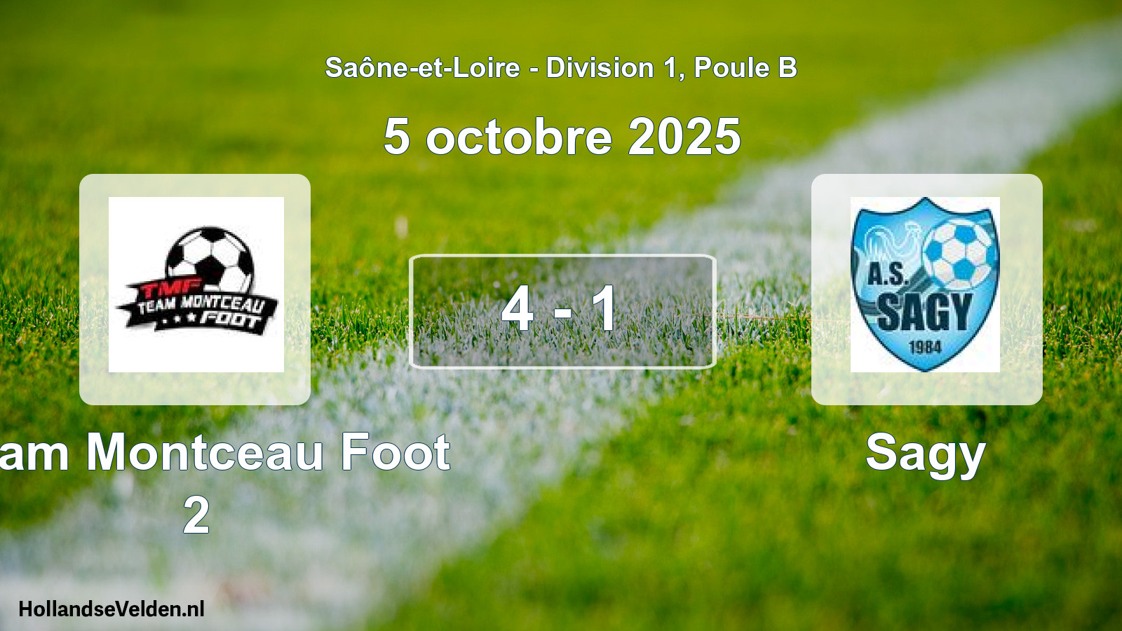 Match joué: Team Montceau Foot 2 - Sagy 4 - 1 (5 octobre 2025)