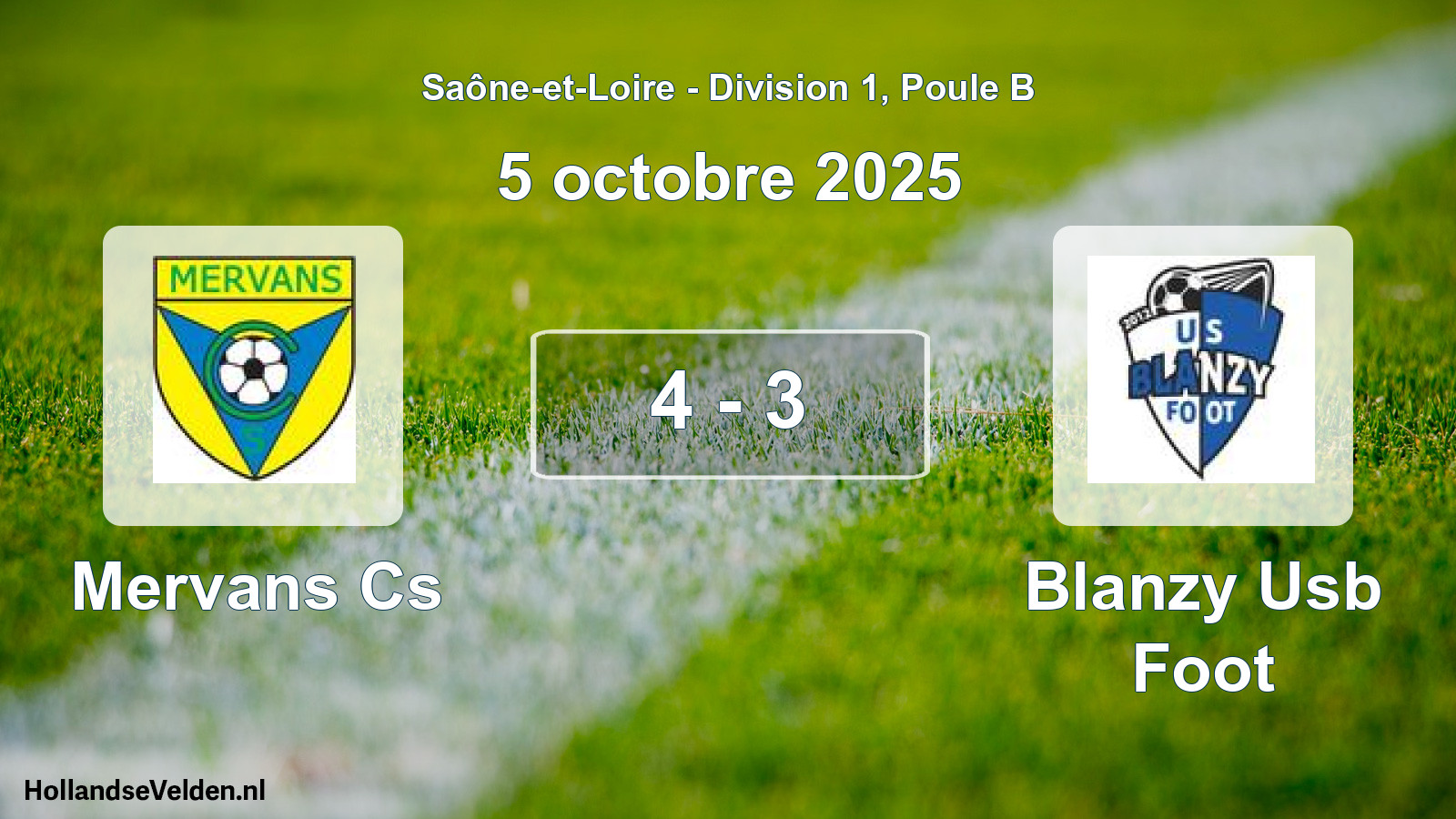 Match joué: Mervans Cs - Blanzy Usb Foot 4 - 3 (5 octobre 2025)
