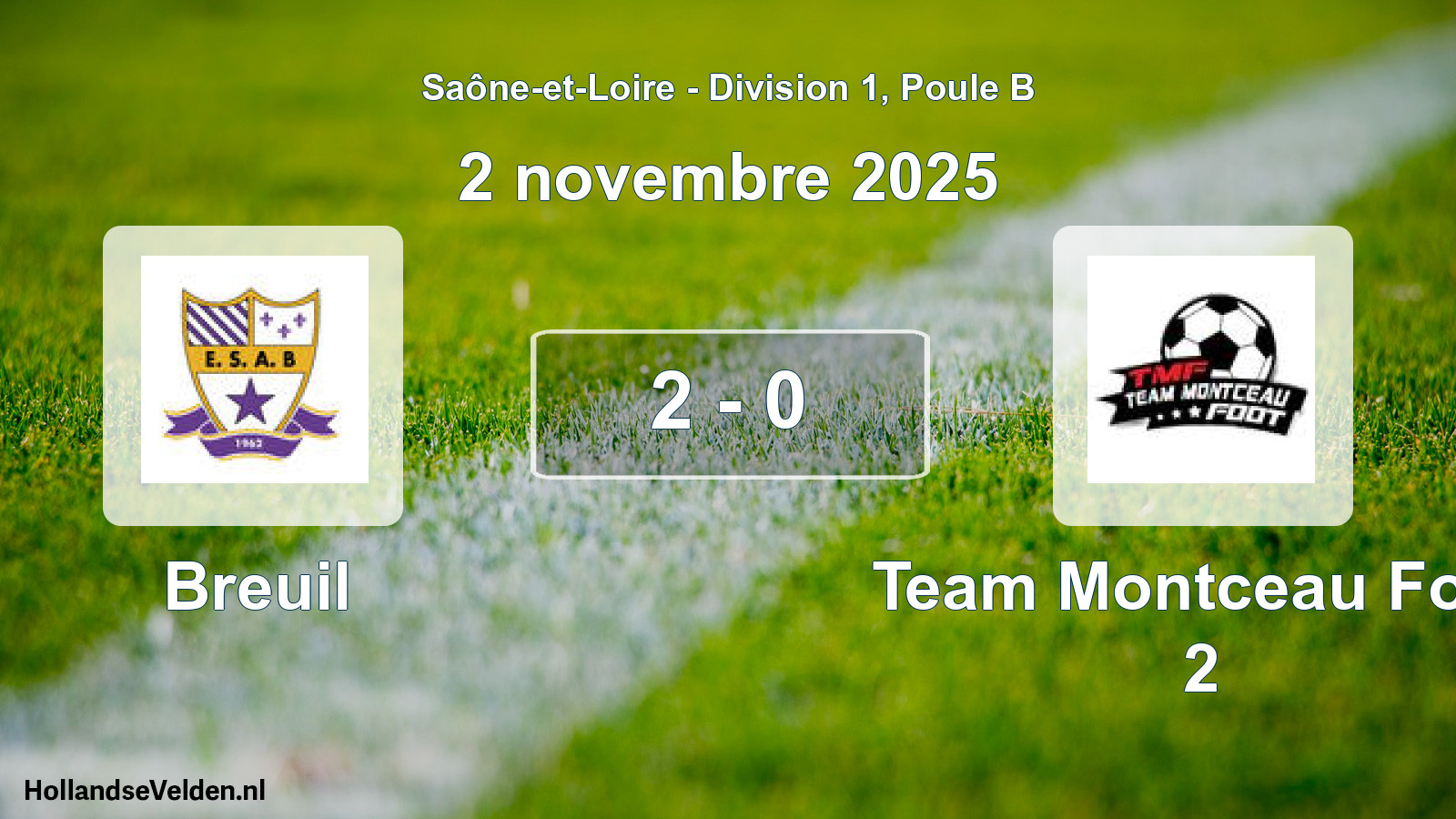 Gespeelde wedstrijd: Breuil - Team Montceau Foot 2 2 - 0 (2 november 2025)