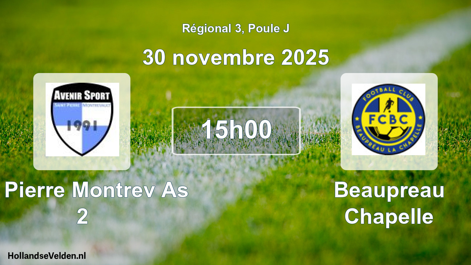 Scheduled Match: St Pierre Montrev As 2 - Beaupreau Chapelle (30 November 2025)