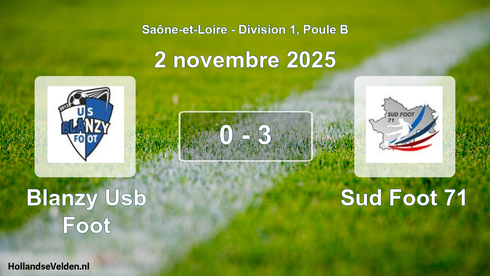 Match joué: Blanzy Usb Foot - Sud Foot 71 0 - 3 (2 novembre 2025)