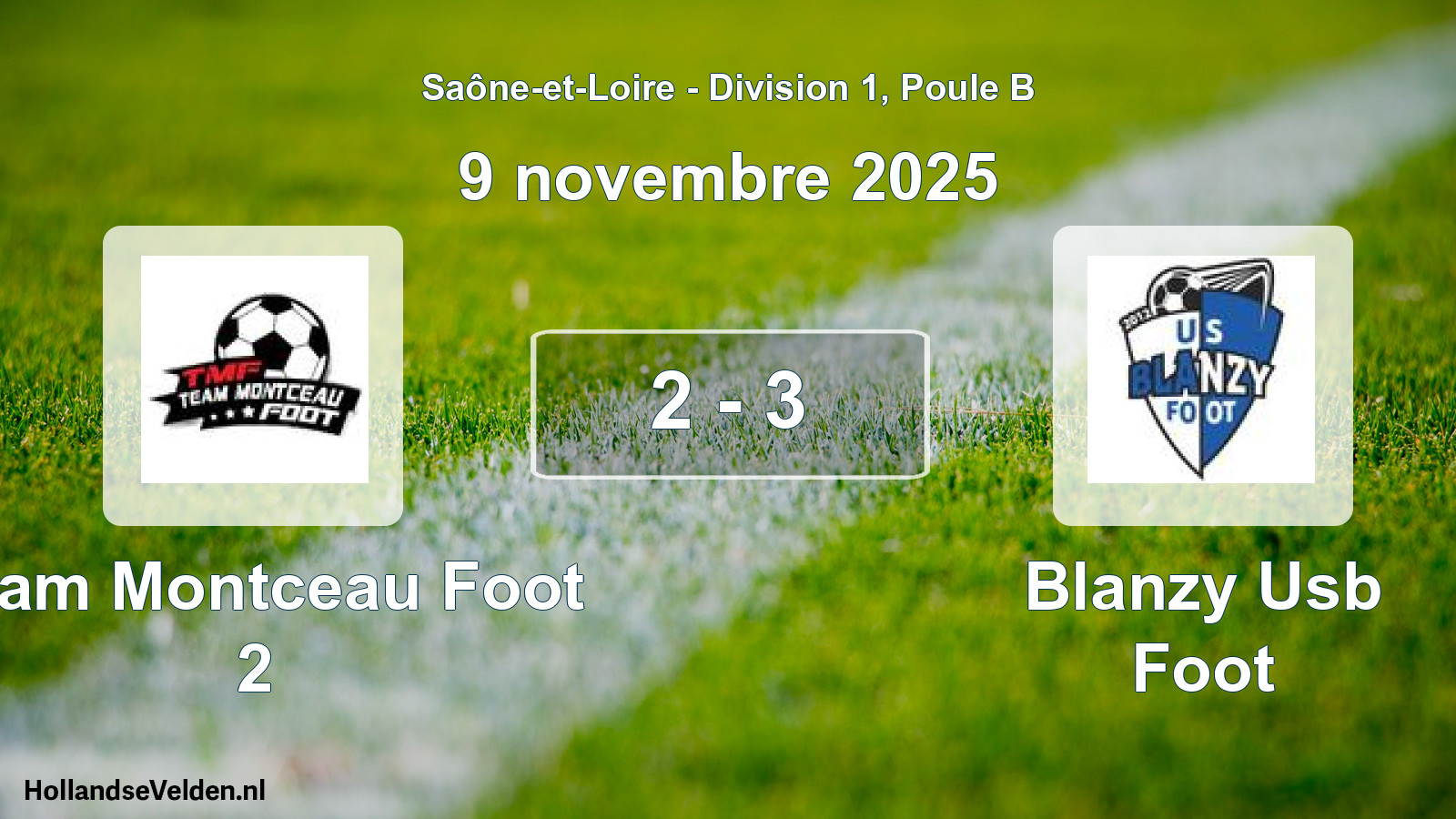 Match joué: Team Montceau Foot 2 - Blanzy Usb Foot 2 - 3 (9 novembre 2025)