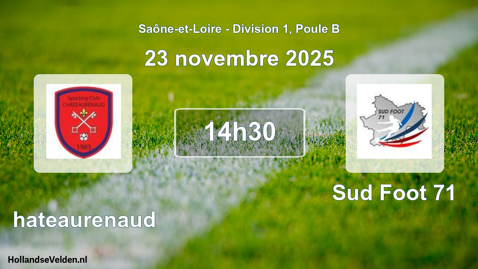 Match programmé: Chateaurenaud - Sud Foot 71 (23 novembre 2025)