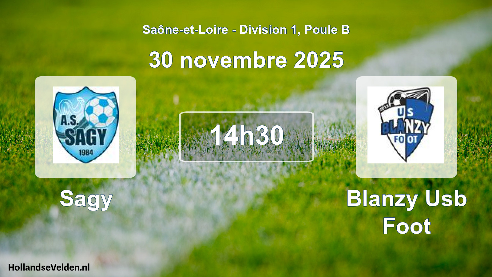 Match programmé: Sagy - Blanzy Usb Foot (30 novembre 2025)