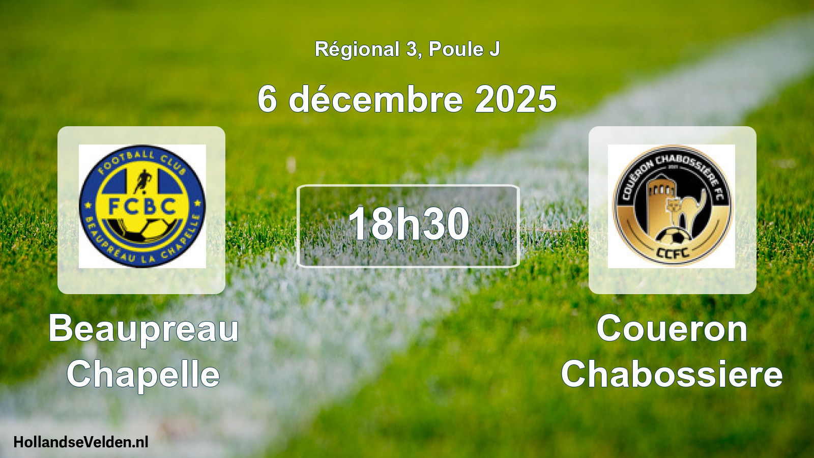 Geplande wedstrijd: Beaupreau Chapelle - Coueron Chabossiere (6 décembre 2025)