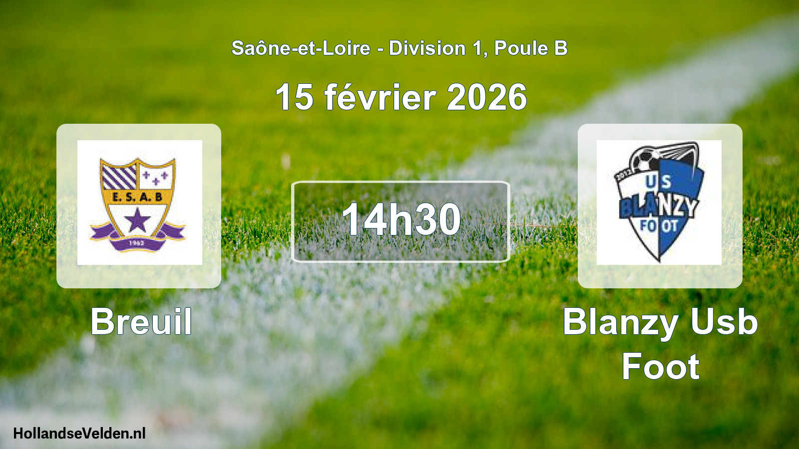 Geplande wedstrijd: Breuil - Blanzy Usb Foot (15 februari 2026)