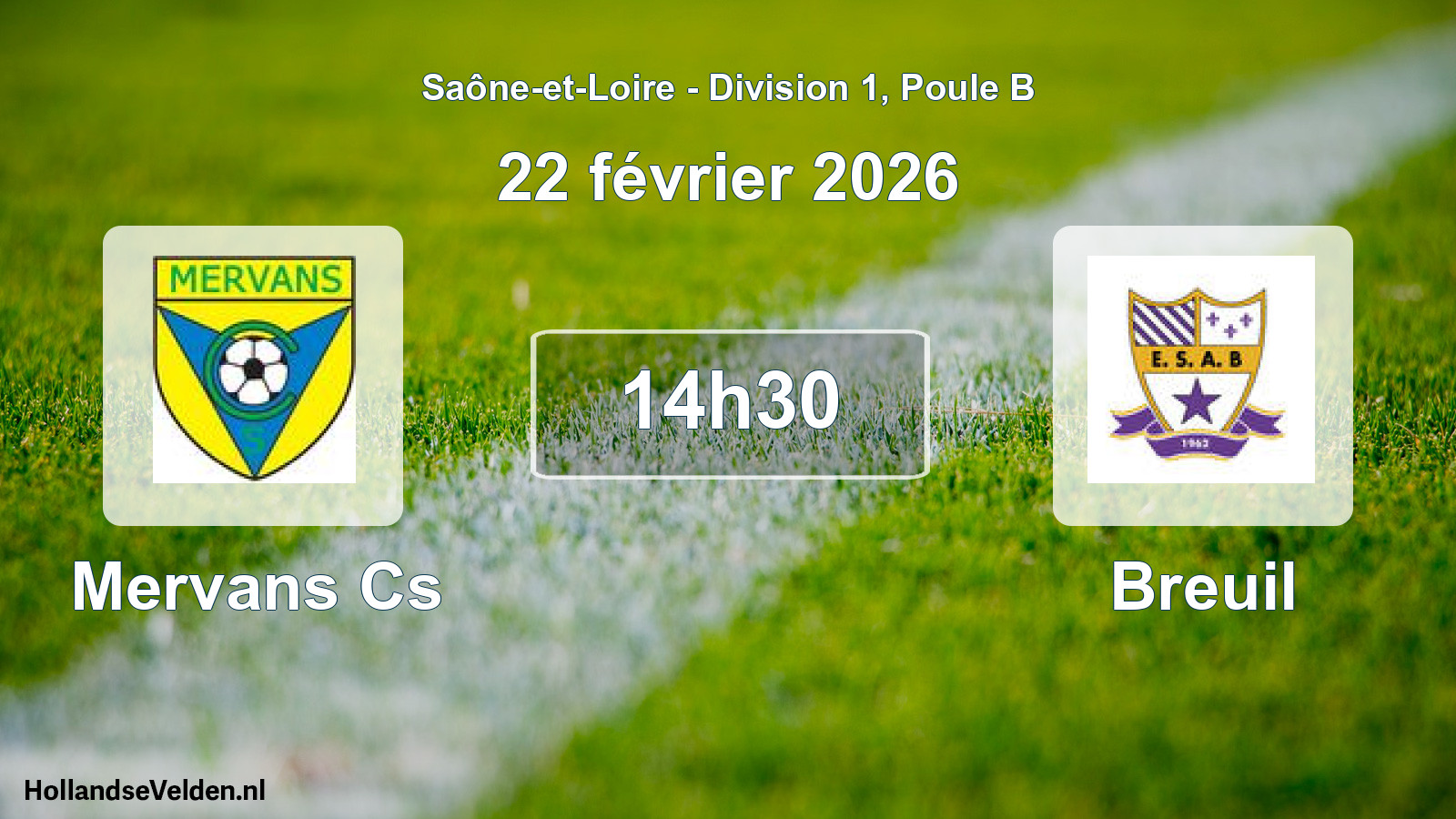 Scheduled Match: Mervans Cs - Breuil (22 February 2026)