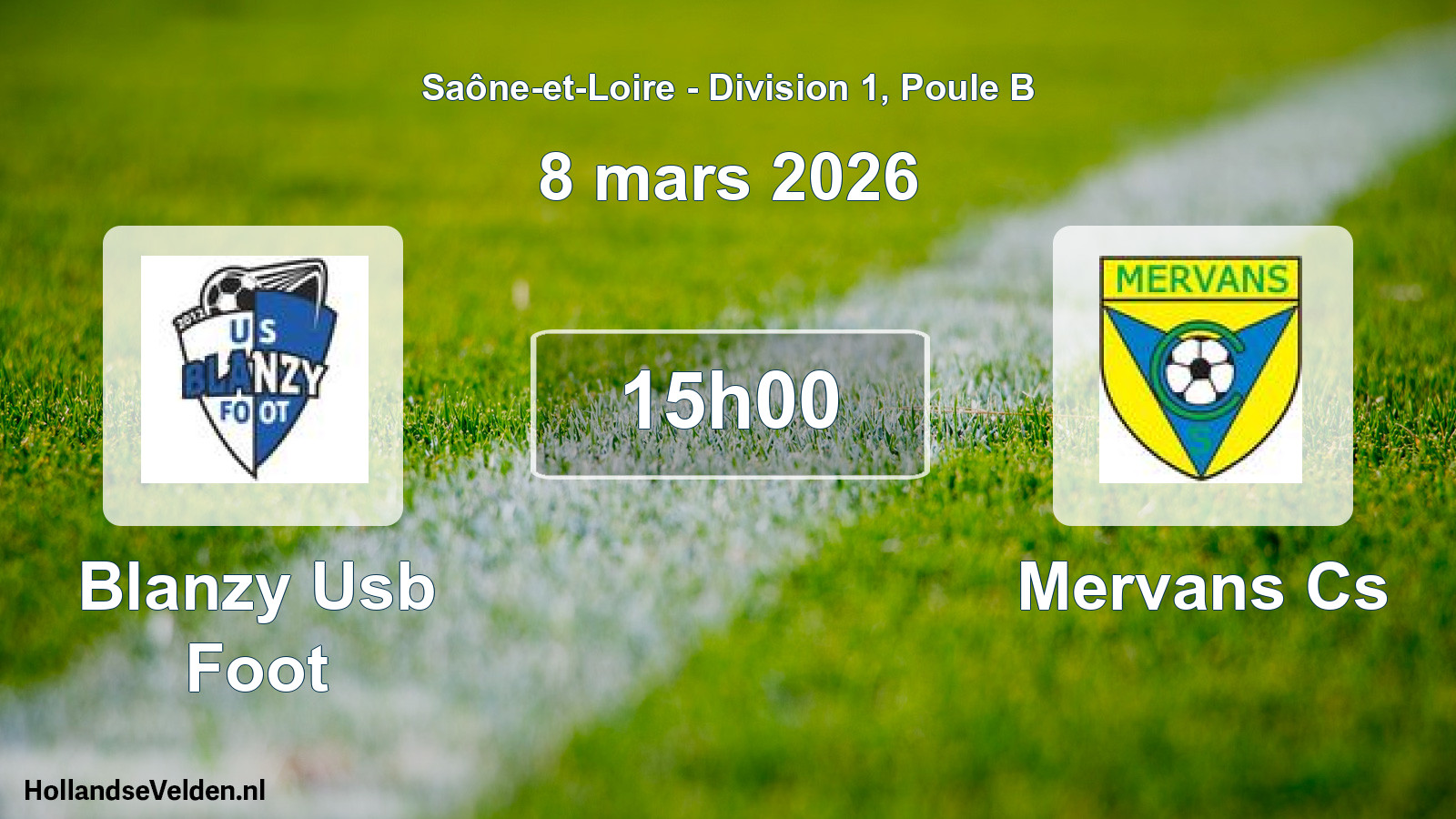 Match programmé: Blanzy Usb Foot - Mervans Cs (8 mars 2026)