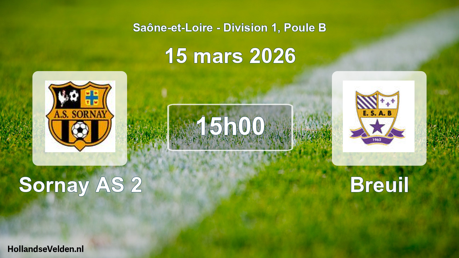 Match programmé: Sornay AS 2 - Breuil (15 mars 2026)