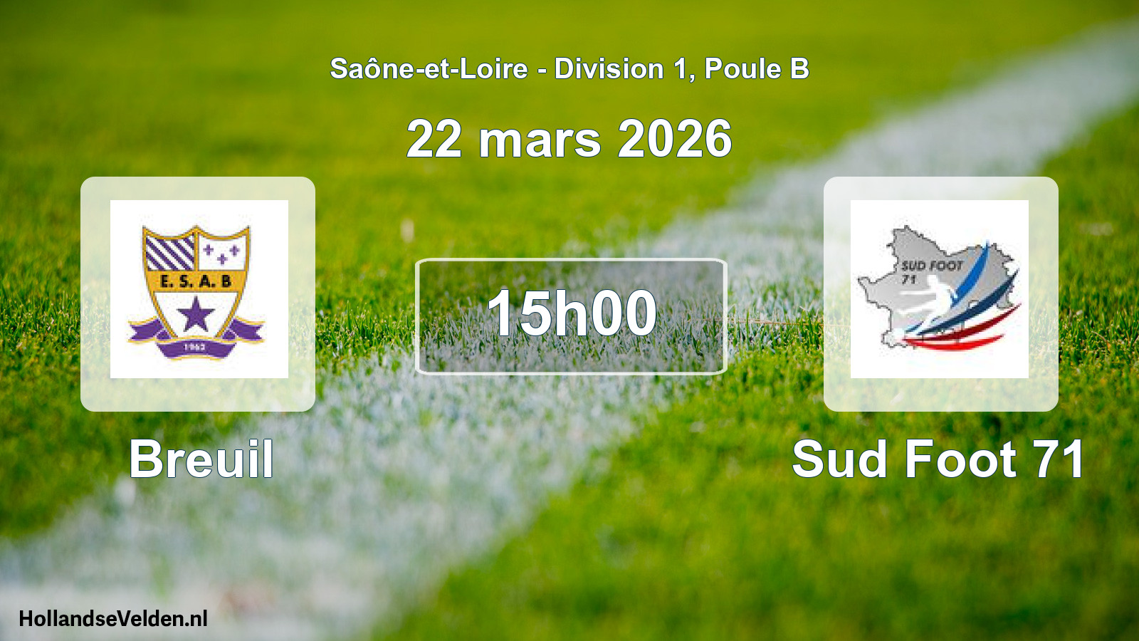 Match programmé: Breuil - Sud Foot 71 (22 mars 2026)