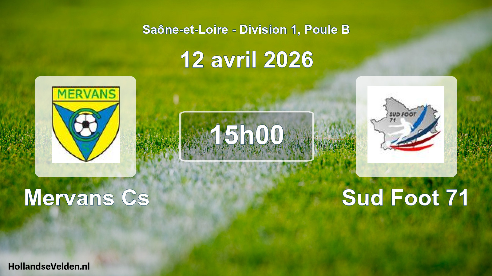 Match programmé: Mervans Cs - Sud Foot 71 (12 avril 2026)