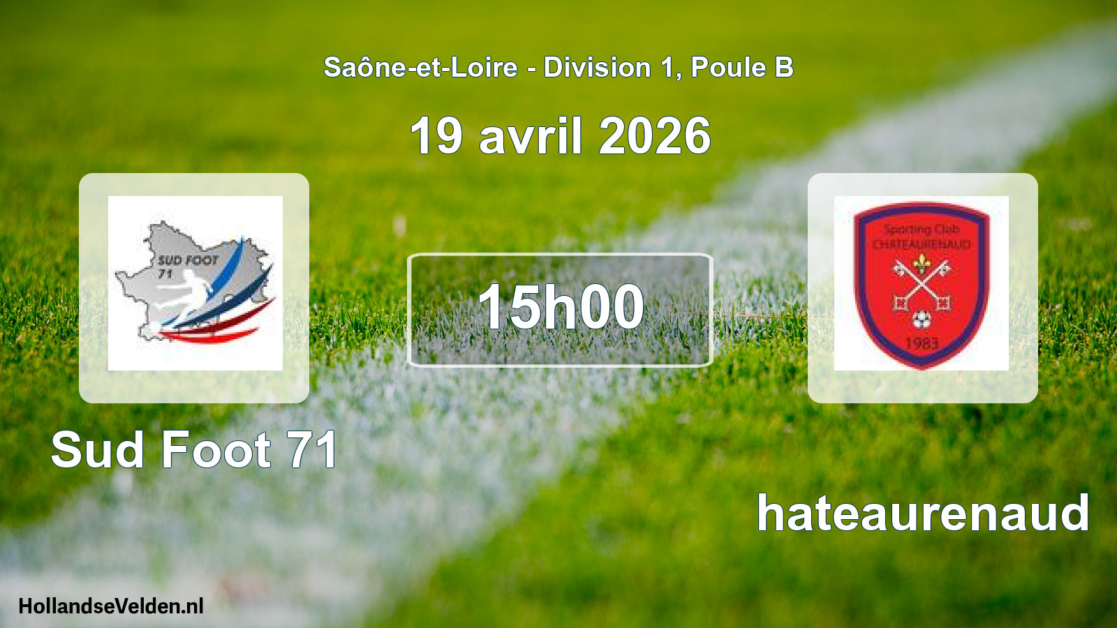 Match programmé: Sud Foot 71 - Chateaurenaud (19 avril 2026)