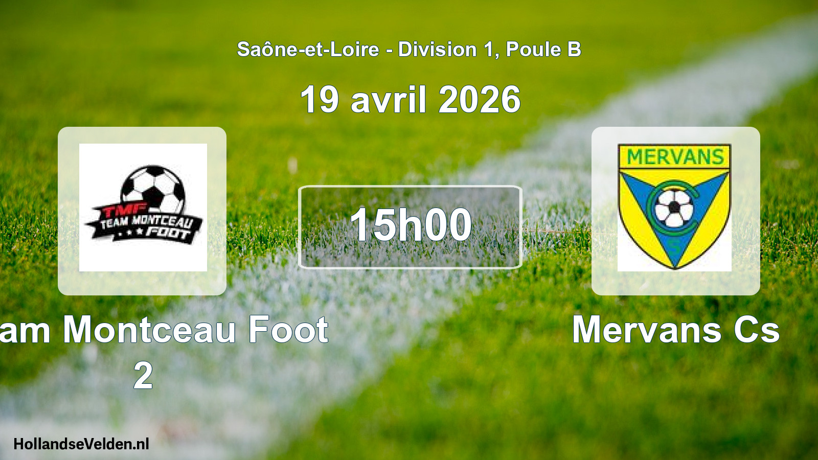 Match programmé: Team Montceau Foot 2 - Mervans Cs (19 avril 2026)
