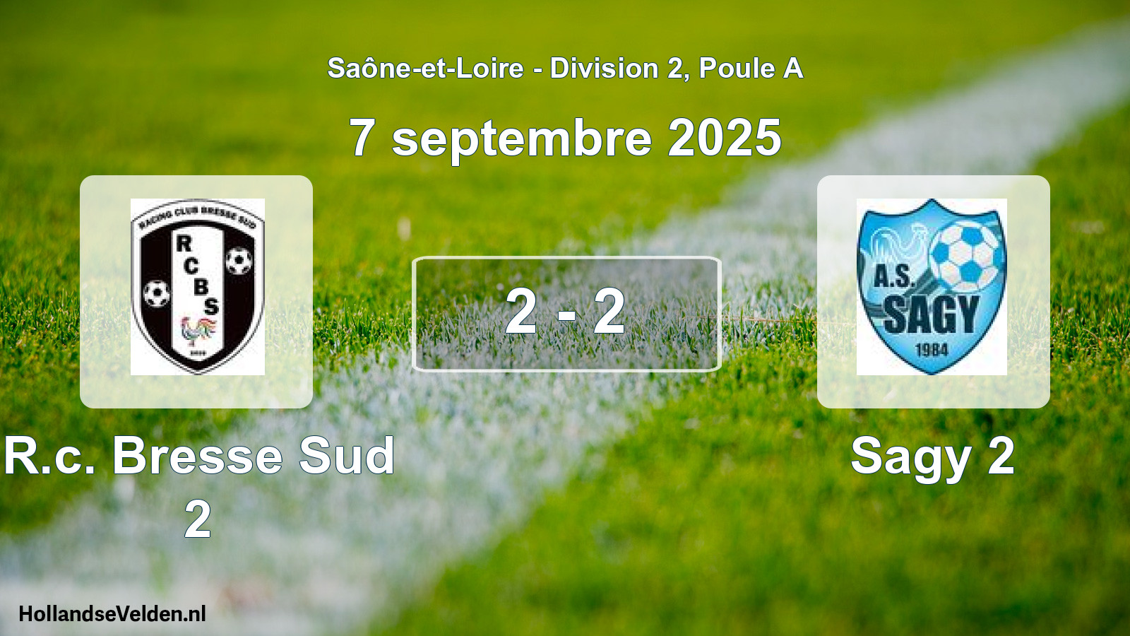 Match joué: R.c. Bresse Sud 2 - Sagy 2 2 - 2 (7 septembre 2025)