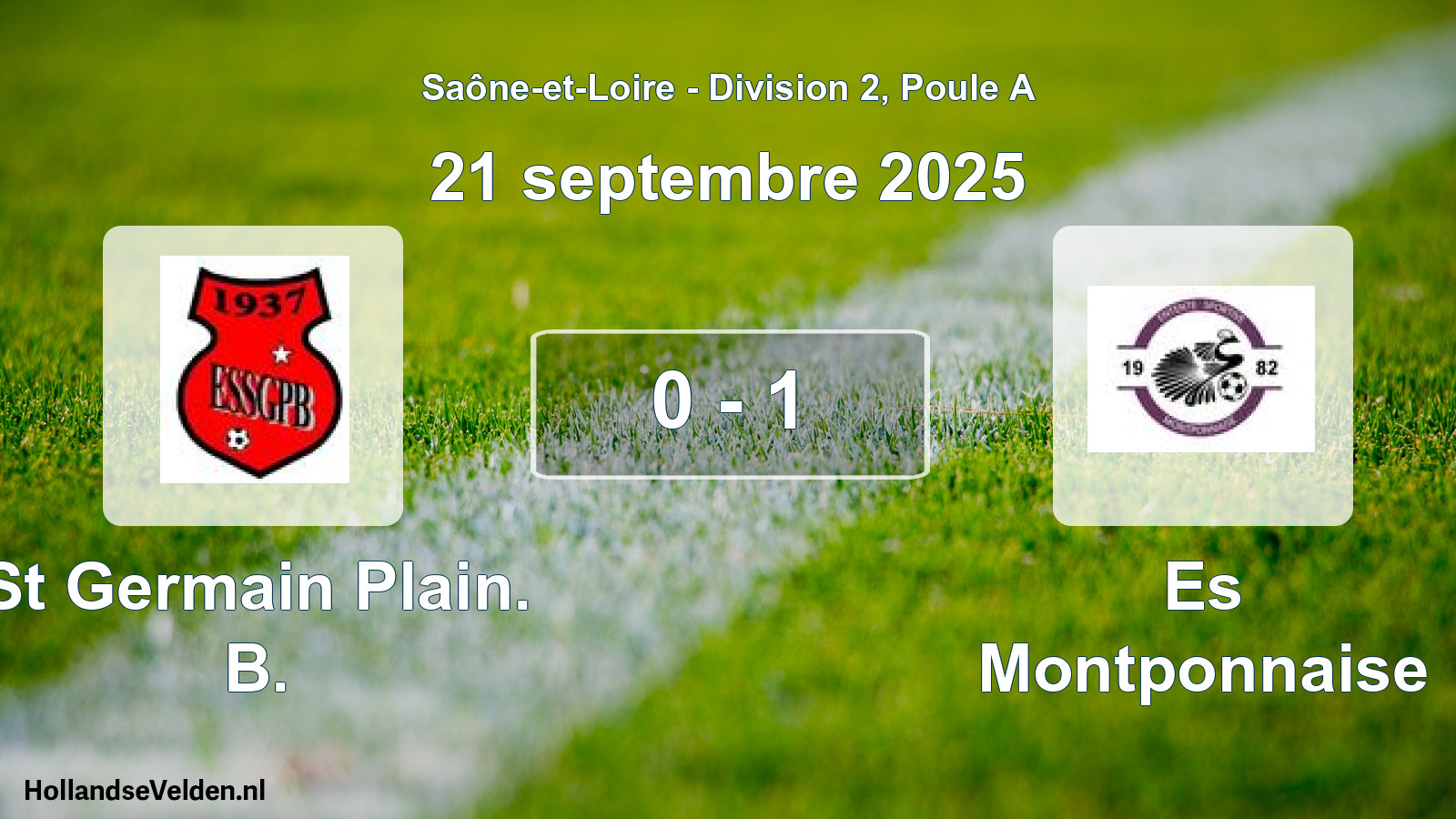 Match joué: St Germain Plain. B. - Es Montponnaise 0 - 1 (21 septembre 2025)