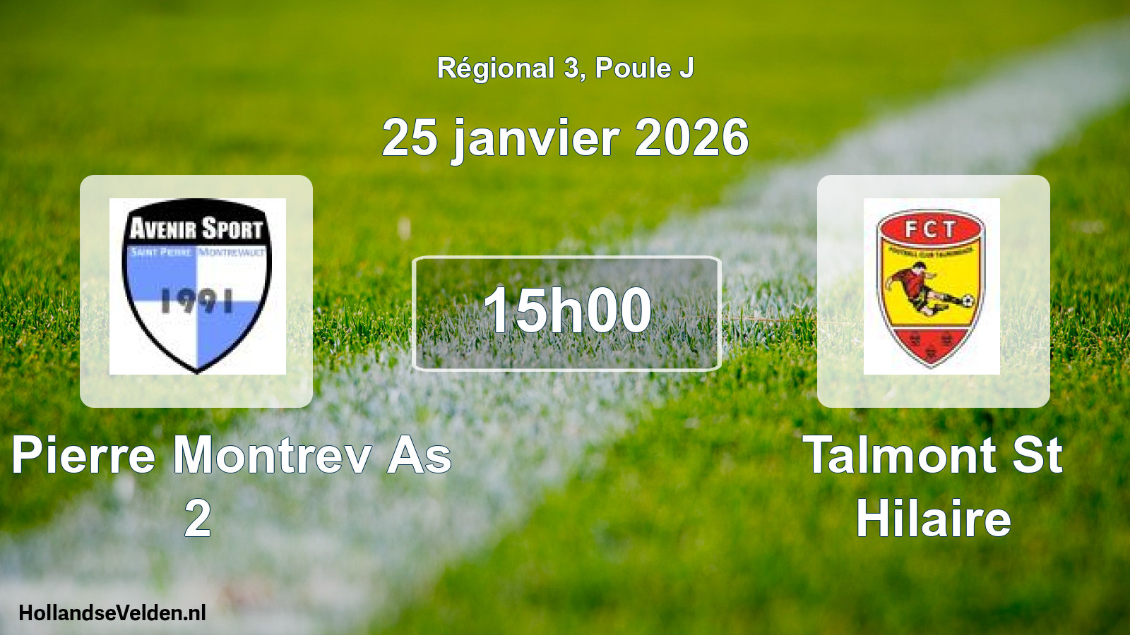 Geplande wedstrijd: St Pierre Montrev As 2 - Talmont St Hilaire (25 janvier 2026)