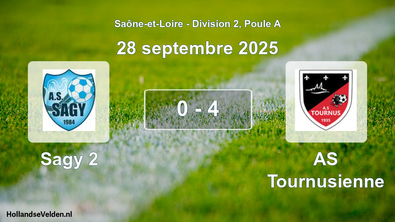 Match joué: Sagy 2 - AS Tournusienne 0 - 4 (28 septembre 2025)