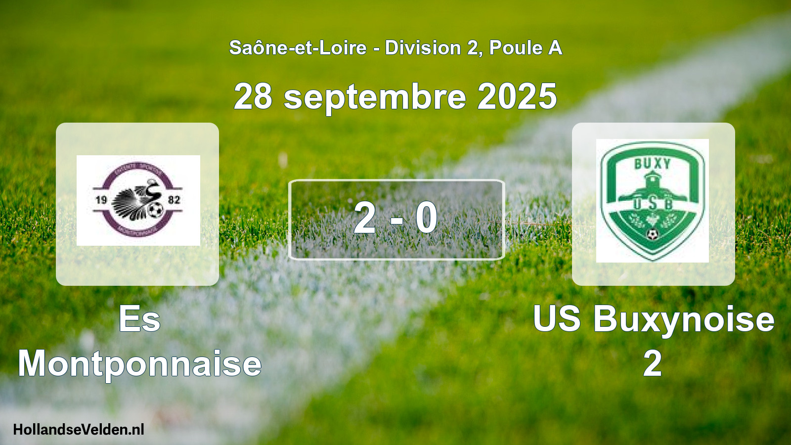Match joué: Es Montponnaise - US Buxynoise 2 2 - 0 (28 septembre 2025)