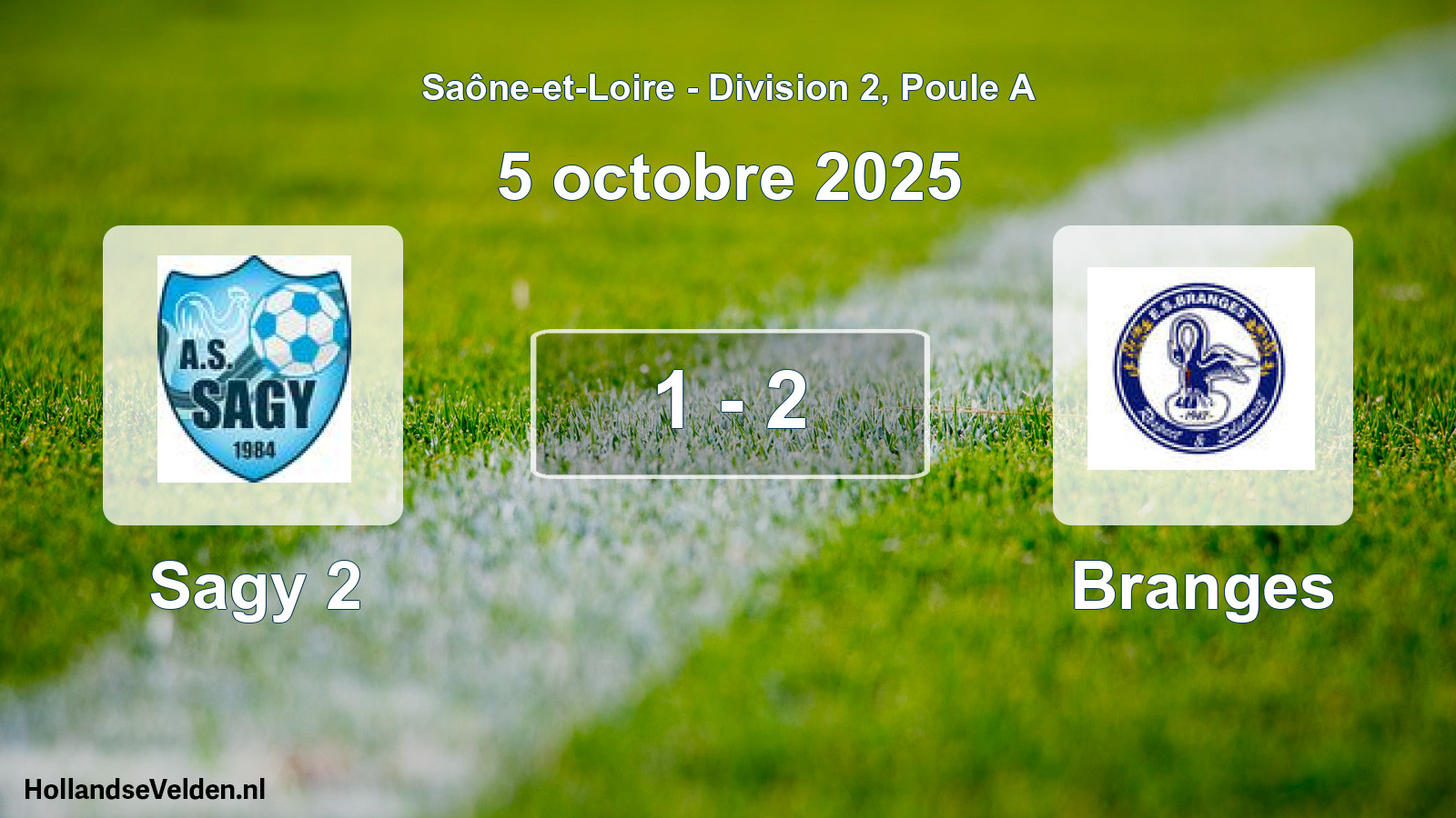 Total number of matches played: Sagy 2 - Branges 1 - 2 (5 October 2025)