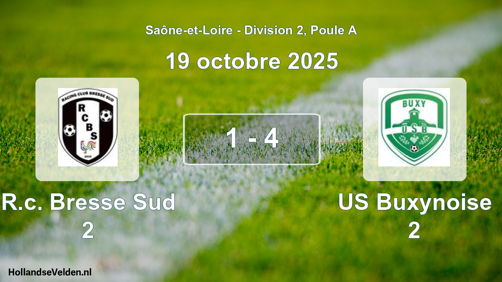 Match joué: R.c. Bresse Sud 2 - US Buxynoise 2 1 - 4 (19 octobre 2025)