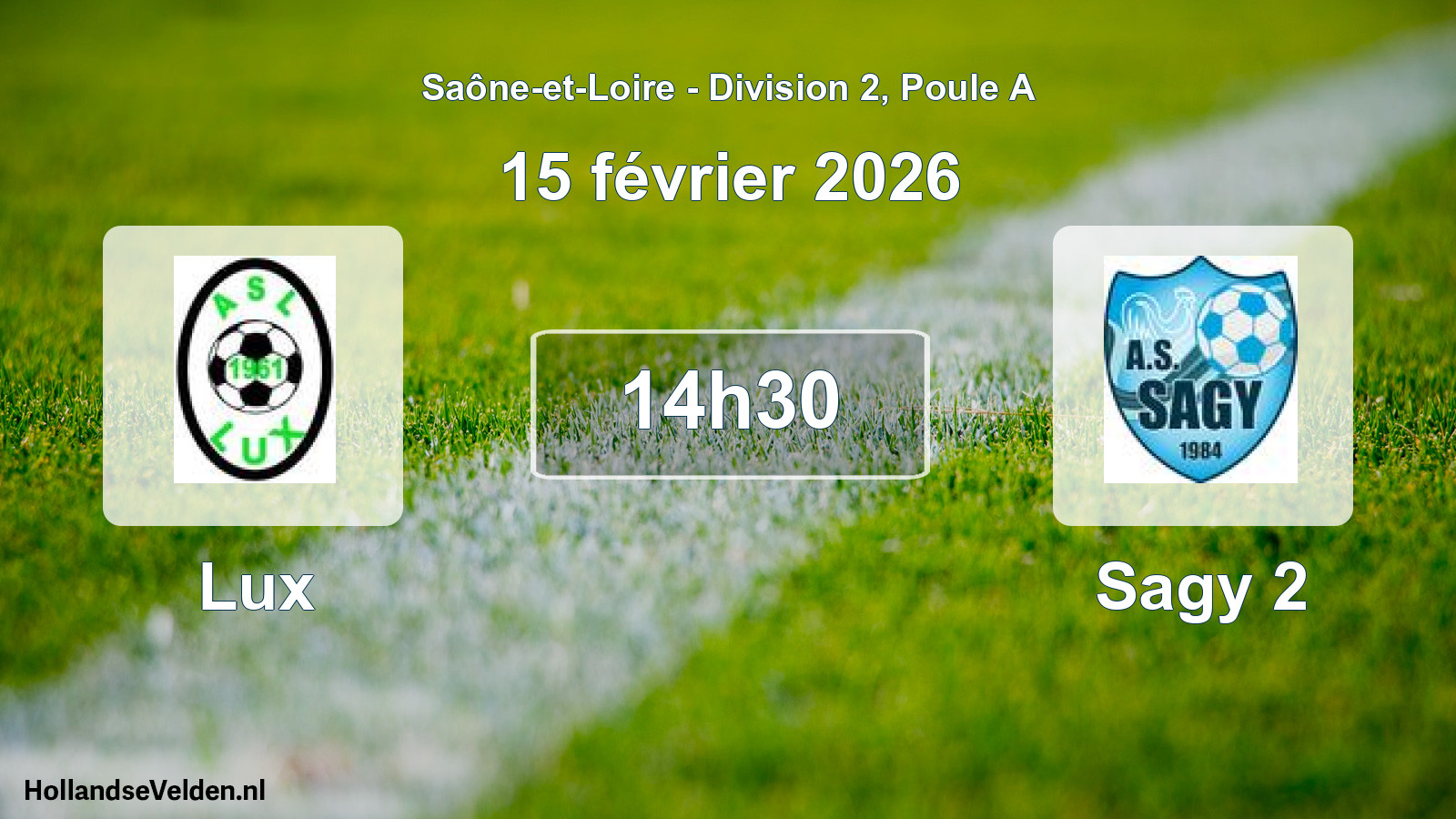 Geplande wedstrijd: Lux - Sagy 2 (15 februari 2026)