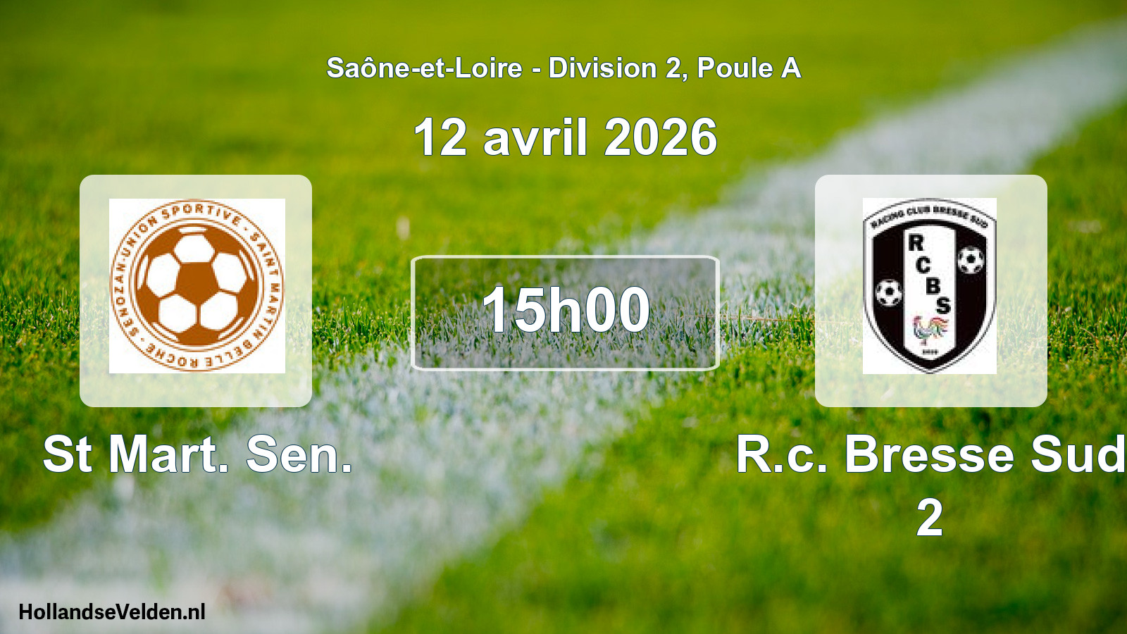 Match programmé: St Mart. Sen. - R.c. Bresse Sud 2 (12 avril 2026)
