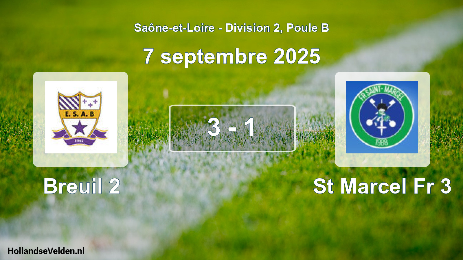 Match joué: Breuil 2 - St Marcel Fr 3 3 - 1 (7 septembre 2025)