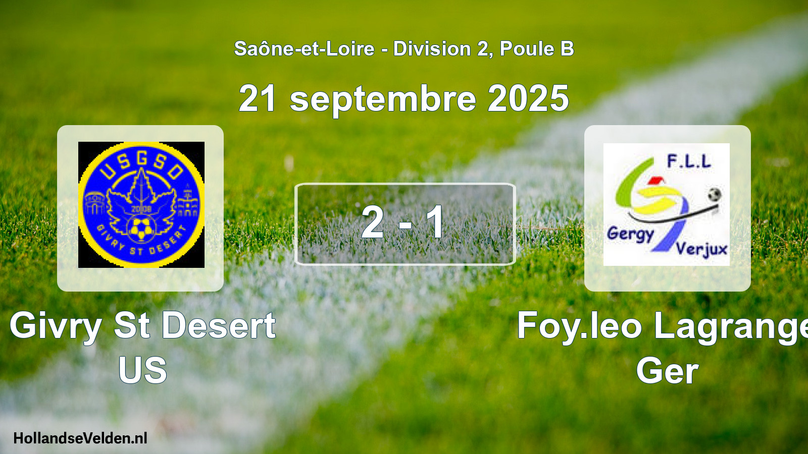 Total number of matches played: Givry St Desert US - Foy.leo Lagrange Ger 2 - 1 (21 September 2025)