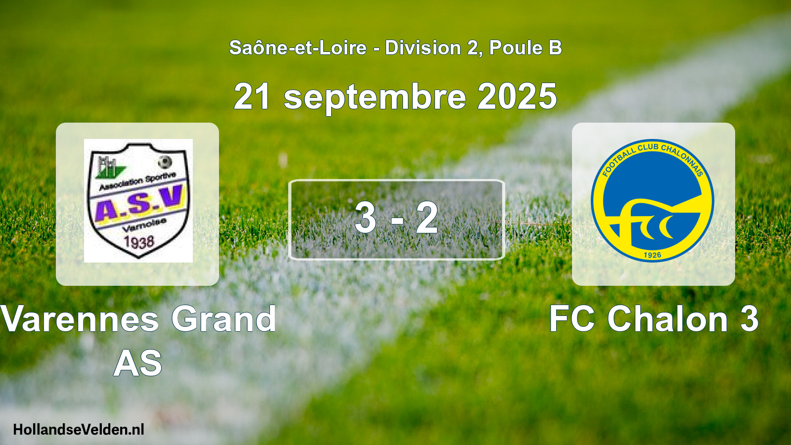 Match joué: Varennes Grand AS - FC Chalon 3 3 - 2 (21 septembre 2025)