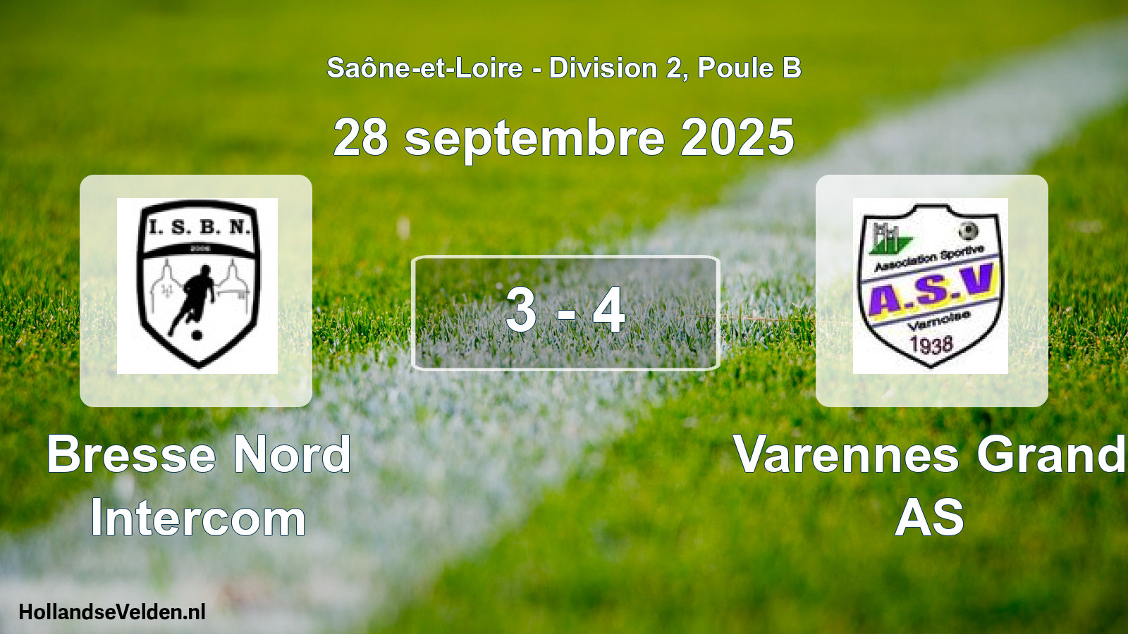 Gespeelde wedstrijd: Bresse Nord Intercom - Varennes Grand AS 3 - 4 (28 september 2025)