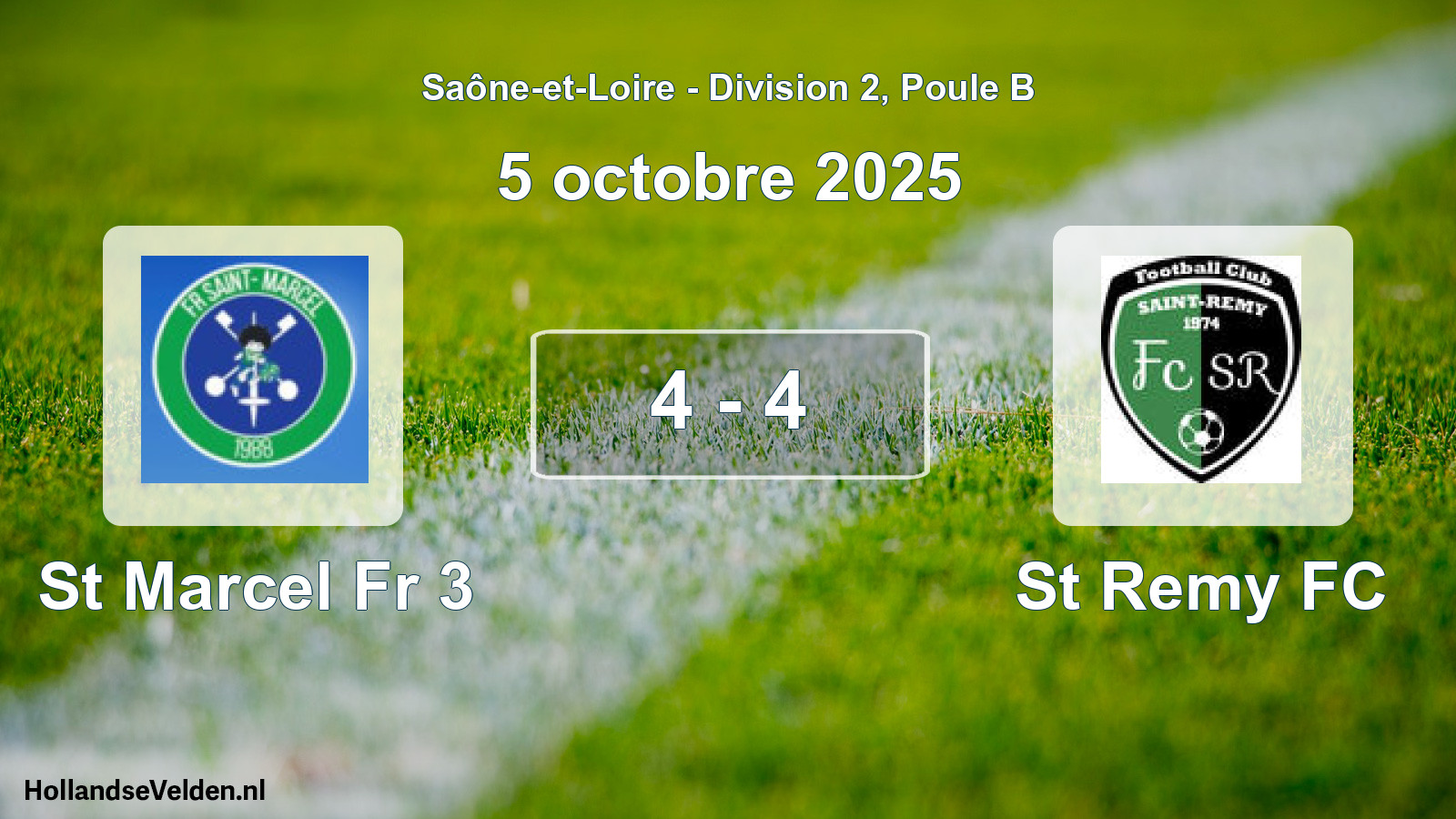Gespeelde wedstrijd: St Marcel Fr 3 - St Remy FC 4 - 4 (5 oktober 2025)