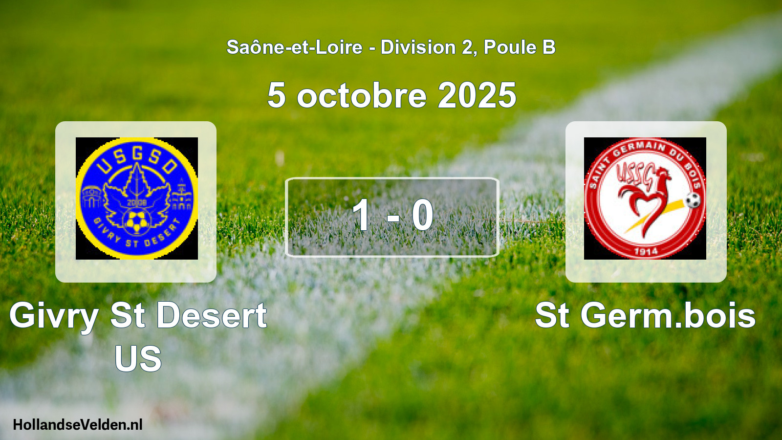 Match joué: Givry St Desert US - St Germ.bois 1 - 0 (5 octobre 2025)