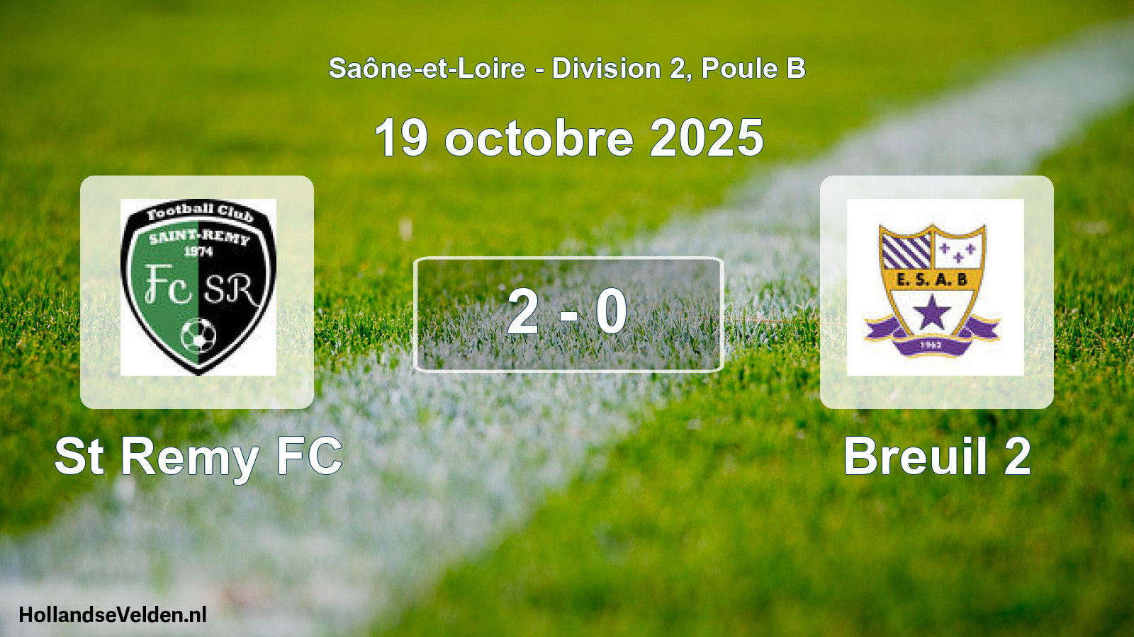 Match joué: St Remy FC - Breuil 2 2 - 0 (19 octobre 2025)
