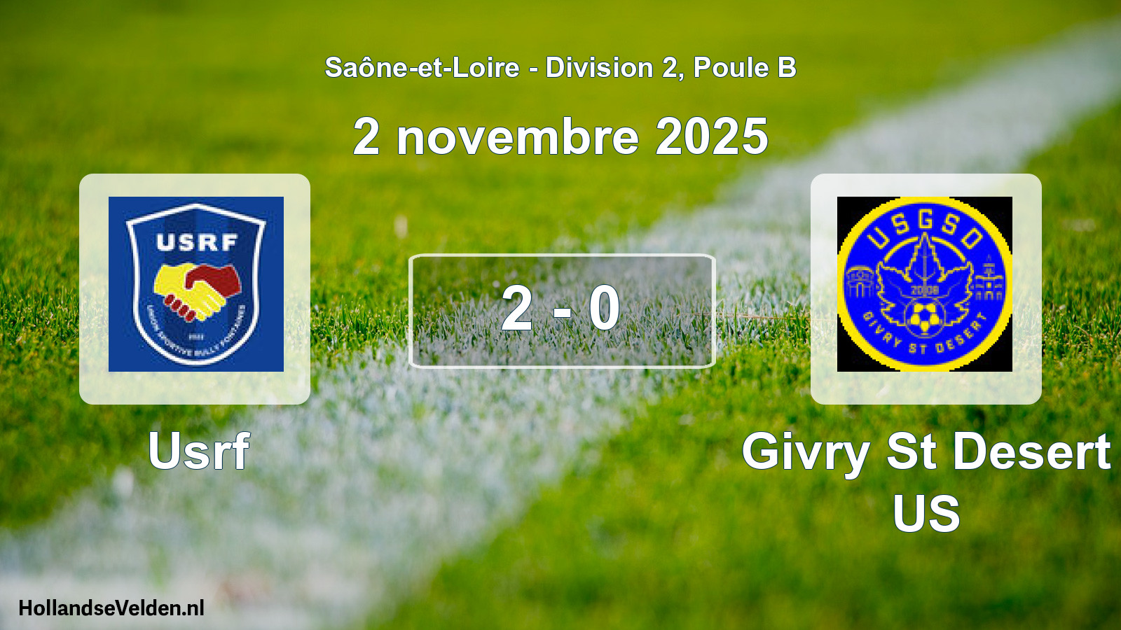 Total number of matches played: Usrf - Givry St Desert US 2 - 0 (2 November 2025)