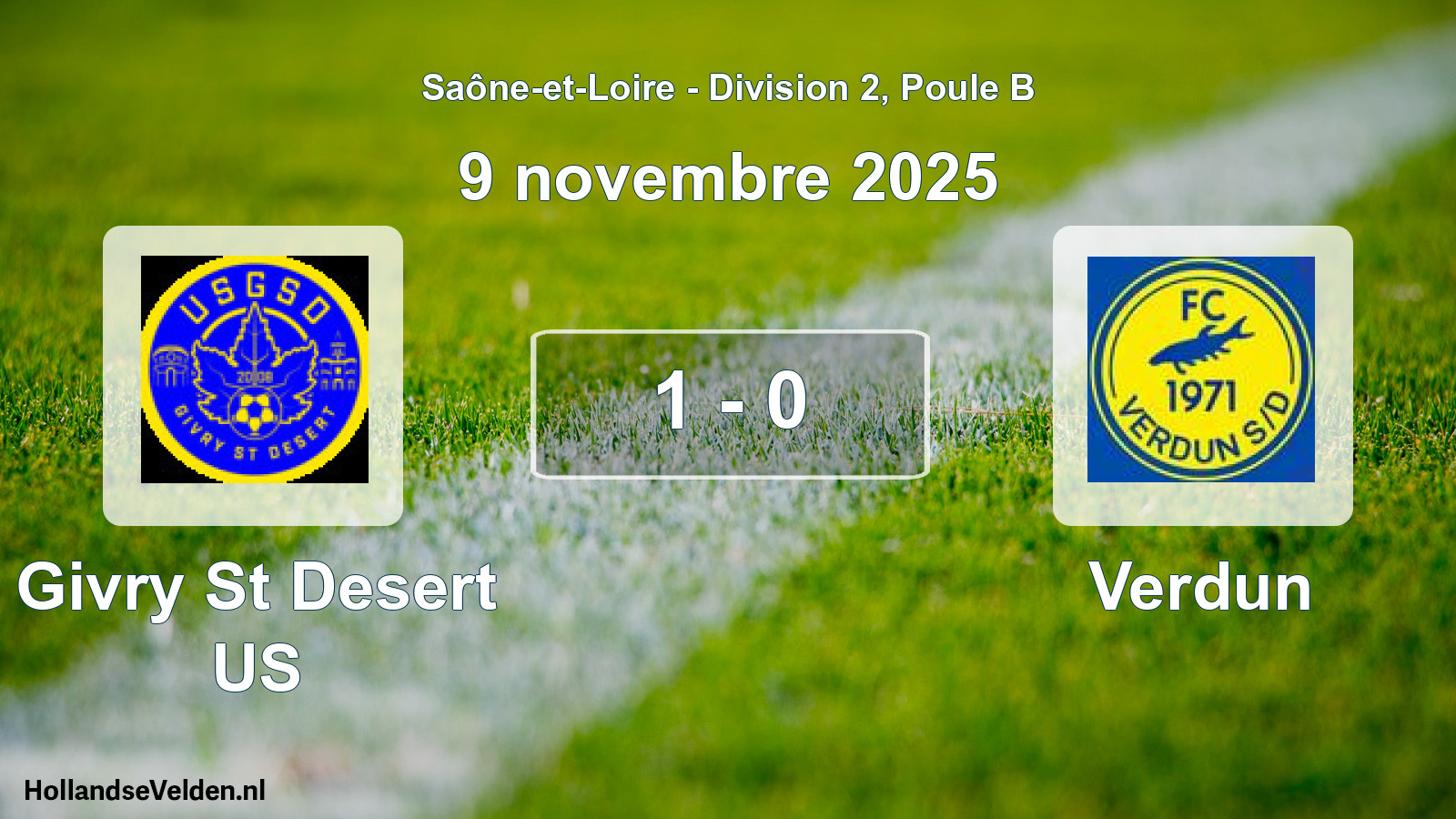 Total number of matches played: Givry St Desert US - Verdun 1 - 0 (9 November 2025)