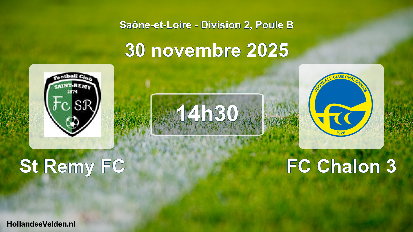 Match programmé: St Remy FC - FC Chalon 3 (30 novembre 2025)