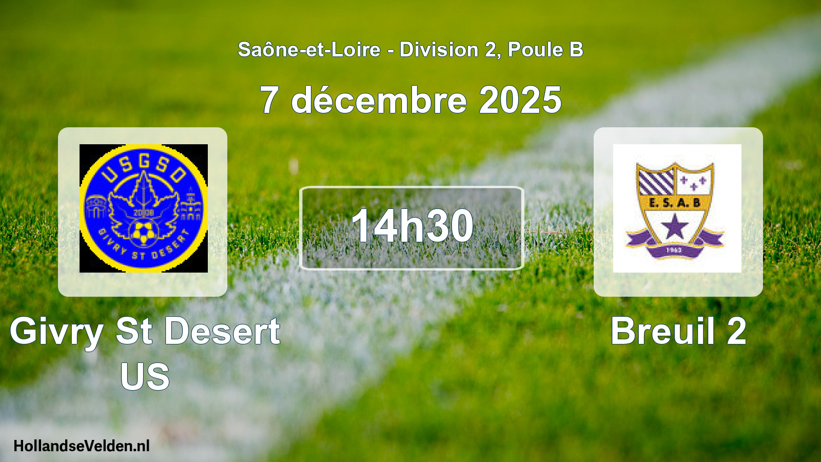 Match programmé: Givry St Desert US - Breuil 2 (7 décembre 2025)
