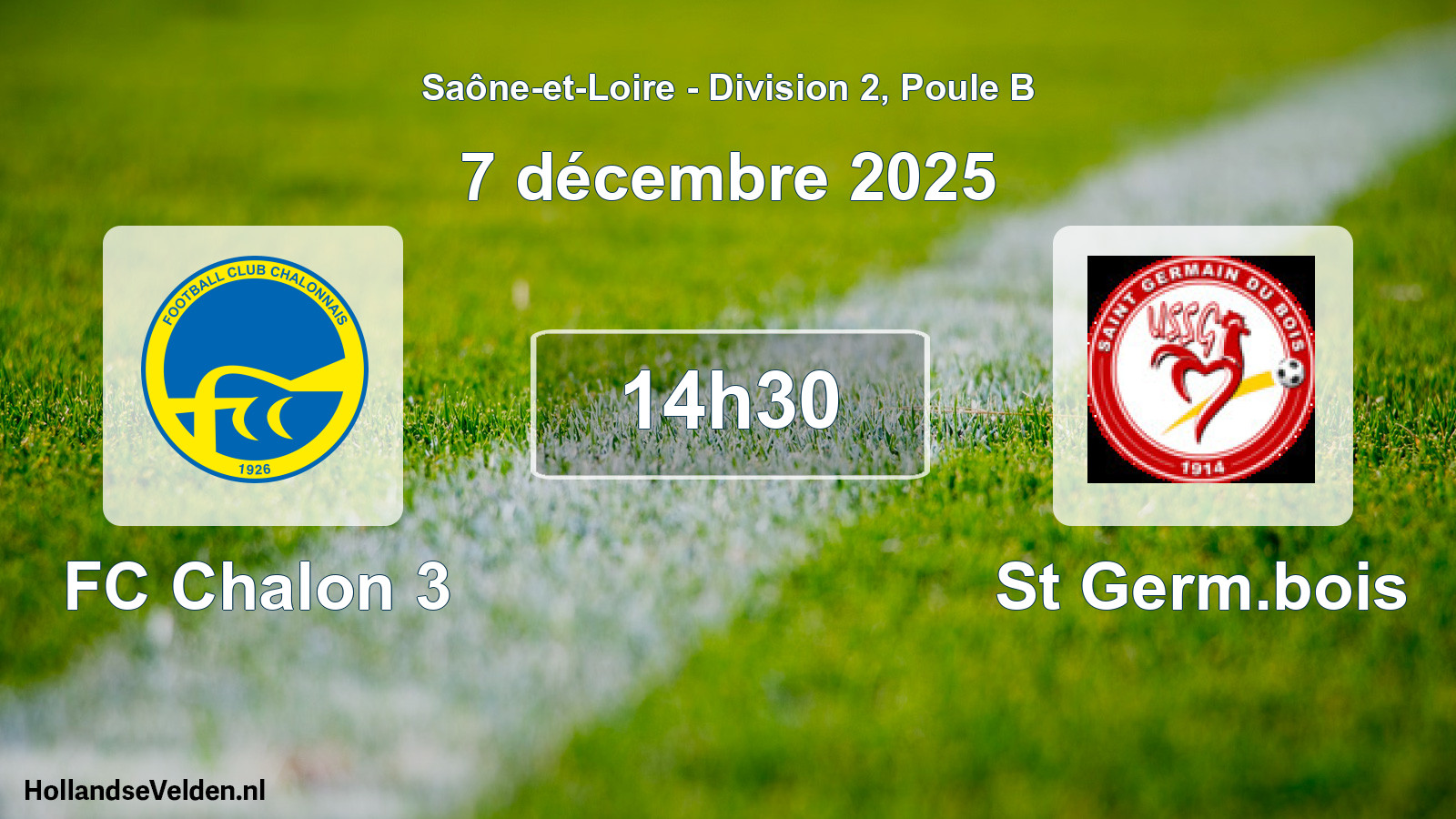 Match programmé: FC Chalon 3 - St Germ.bois (7 décembre 2025)
