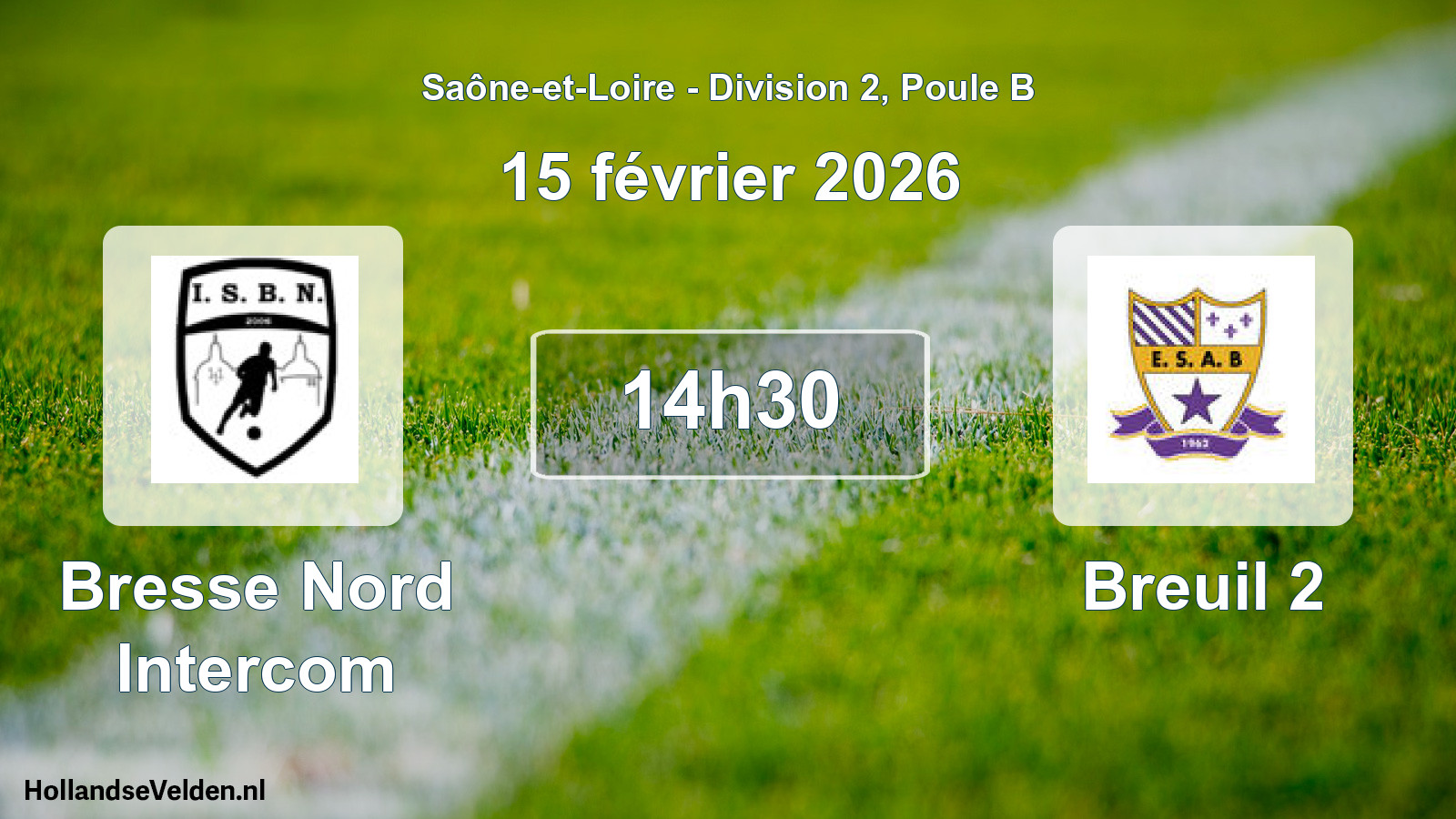 Geplande wedstrijd: Bresse Nord Intercom - Breuil 2 (15 februari 2026)
