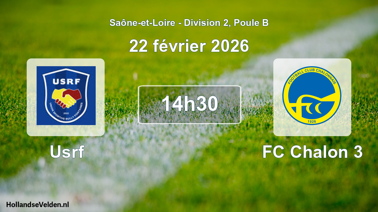 Match programmé: Usrf - FC Chalon 3 (22 février 2026)